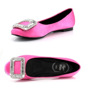  大小S 婚鞋 Vivier水钻鞋绸缎真皮里平跟鞋 单鞋 浅口新款RV女鞋