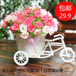  小花车仿真花套装DIY绢花客厅干花假花装饰花卧室客厅茶几摆设