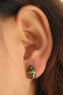  欧美日韩外贸饰品佛像耳钉韩国女批发复古可爱男耳环韩版糖果色