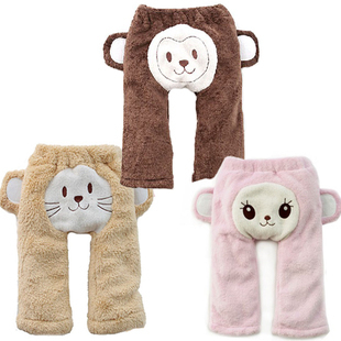  宝宝加厚动物造型大pp裤婴儿屁屁裤子珊瑚绒男女儿童秋冬新款