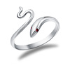 925纯银蛇形戒指女士，开口戒指指环银饰品，送女友女王节礼物