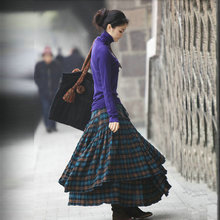 艾可衣佳*2012新款流浪女巫之彩色格子多层两穿不规则长裙 3105#