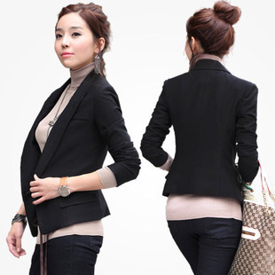  秋装新款 韩版百搭修身一粒扣女士修身小西装外套大码小西服
