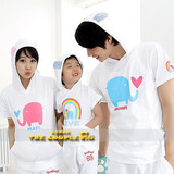 2012年新款短袖亲子装~~the couple pig亲子装夏装彩虹象~3件包邮
