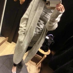 尹恩惠<em>超长款</em>貂绒<em>大衣</em>针织<em>开衫</em>高端毛衣外套羊