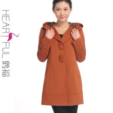 鹤福2012新款春秋女装 韩版休闲<span class=H>连帽</span>风衣 中长款大码女上衣118