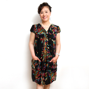  热卖大促 时尚短袖连衣裙中老年女装 新品 加大码妈妈装夏装4784