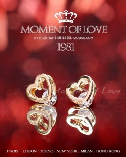  韩国版 OL风气质款爱心钻石耳钉耳饰饰品e082