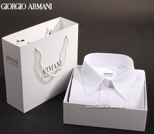 ARMANI阿玛尼纯色免烫男装衬衣 男士修身韩版纯棉纯色长袖衬衫
