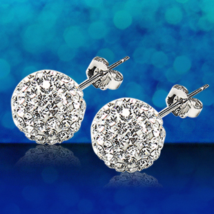  韩国正品925纯银耳环耳钉 可爱女款水晶耳钉韩版小耳饰 特