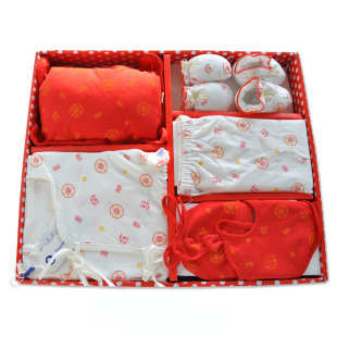  蓓茵儿 新生儿吉祥喜庆红色礼盒套装 婴儿纯棉六件套礼盒PS21009