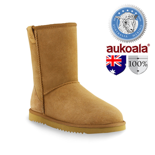 【Aukoala】澳大利亚 正品 雪地靴 男士羊皮毛一体 经典中筒款式