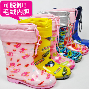  潮正品海洋鹿儿童水鞋雨鞋 可爱卡通棉套雨靴内胆可脱卸 专柜正版