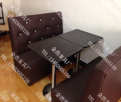 肯德基咖啡厅美食火锅城实木软包皮卡座沙发桌