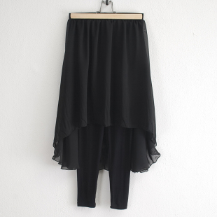 韩都衣舍欧美雪纺透视不规则雪纺裙裤打底裤燕
