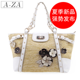 A-ZA阿札2012春夏新款欧美风复古度假风草编包碎花编织单肩包6111