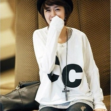 2012新款韩版宽松大码秋冬女装胖M不显肚薄<span class=H>卫衣</span>女装微蝙蝠袖长T恤