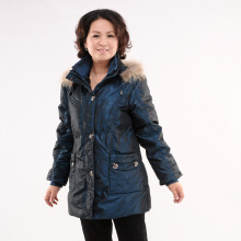 正品雪瑞思 羽绒服中老年女款 中长款羽绒服妈妈装保暖修身羽绒服