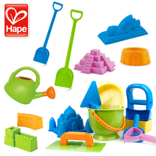 hape儿童沙滩玩具套装海滩玩沙工具，宝宝挖沙子，大铲子洒水壶小水桶