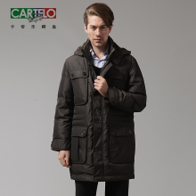 卡帝乐鳄鱼CARTELO男装冬装长款加厚中年羽绒服商务外套正品0609