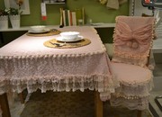 桌布台布餐桌布椅套椅垫，组合套装韩式田园甜美蕾丝浪漫粉色