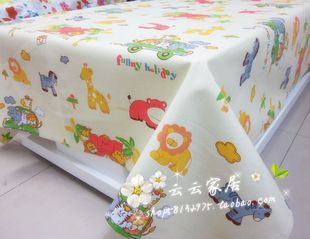 纯棉加厚帆布桌布，布艺餐桌布卡通，小动物幼儿园台布可尺寸