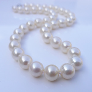 正圆强光天然大珍珠10-11-12mm项链送妈妈婆婆礼物母亲节