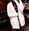 大码女装韩版开衫中长款糖果色宽松针织衫外套