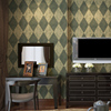 米冠欧式墙纸复古仿大理石纹，菱形壁纸卧室客厅，玄关电视墙纸美式