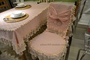 厂桌布台布餐桌布椅套椅垫，组合套装韩式田园，甜美蕾丝浪漫粉色库