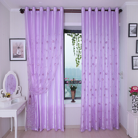紫色纱帘成品