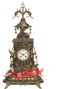 仿古座钟 欧式机械座钟 摆设饰品 软装工艺纯铜镂空钟720mm