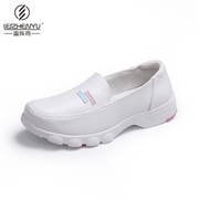 雷阵雨日本护士鞋春季白色小白女单鞋平底真皮孕妇鞋超轻