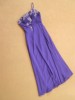 0511紫色雪纺单肩长款a字裙手工，钉珠宴会年会，外贸工厂晚礼服裙t