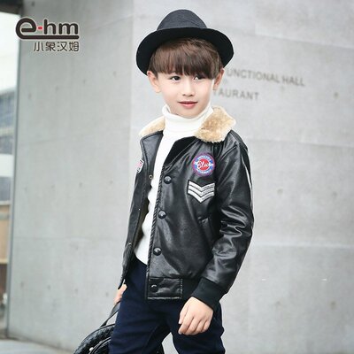 小象汉姆童装2016冬装男童短装棉服儿童冬装棉衣机车服加绒外套
