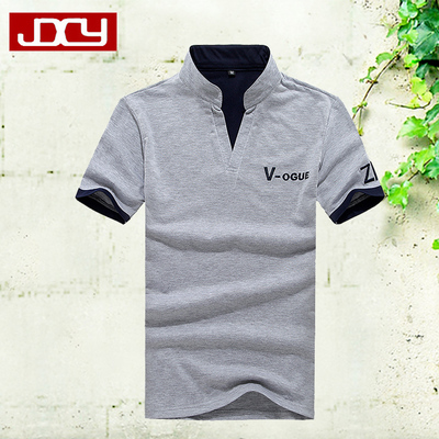 2016新款夏装韩版男士短袖t恤 立领修身半袖男装打底衫男式T恤 潮