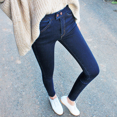 2016春秋高腰牛仔裤女夏大码紧身显瘦铅笔裤