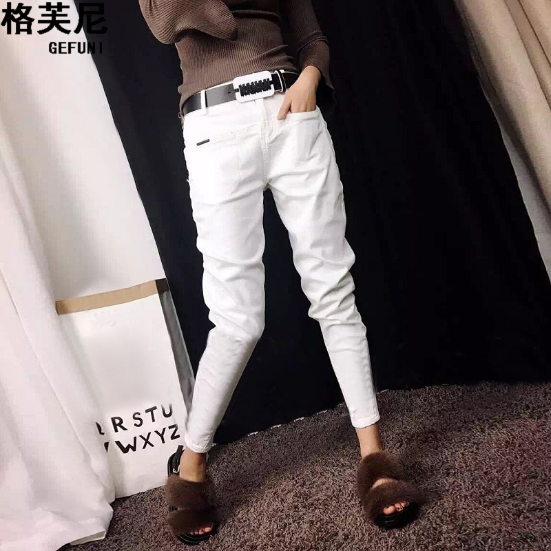 欧洲站春夏新款白色小脚牛仔裤大码宽松垮裤BF风女潮哈伦长裤女潮在类目 女装/女士精品, 牛仔裤中 - 来自Buy2taobao.com提供专业的淘宝代购服务