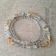 天然4毫米白水晶(白水晶，)项链超闪金色，泰国蝴蝶佛牌毛衣挂链可订做款式