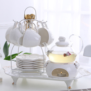 欧式田园水果茶玻璃下午茶茶具，陶瓷蜡烛加热底座，煮花茶壶茶杯套装