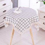 棉麻小清新桌布布艺格子北欧文艺，书桌茶几餐桌简约现代家用长方形