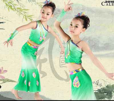 标题优化:新款儿童舞蹈服女孩傣族舞蹈服装幼儿女童傣族孔雀舞裙演出表演服
