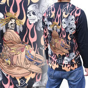 日本高端刺绣花潮男长袖，t恤和柄，横须贺热血高校艺者骷髅