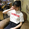 2017春夏韩版小高领宽松短袖，字母印花t恤原宿学生，上衣打底衫