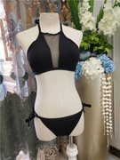 nc175欧美黑色镂空网纱气质，挂颈女士泳衣品质泳衣，分体三角杯泳装