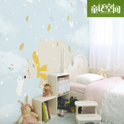 韩式儿童房壁纸定制大型壁画卡通温馨卧室背景墙装饰 亲亲北极熊