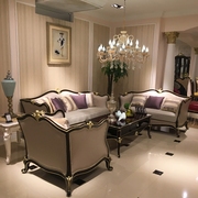 欧式真皮沙发 简欧轻奢小户型客厅123组合新古典实木沙发整装家俱