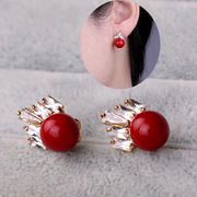 925纯银珍珠耳钉女日，韩国锆石珍珠耳环纯银，气质防过敏耳饰品