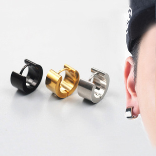 韩国时尚个性潮男权志龙创意耳环单只简约耳钉耳扣黑原宿朋克饰品
