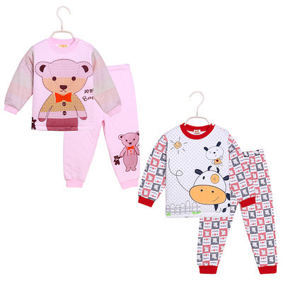 旺贝特婴幼儿内衣保暖肩扣套装秋冬加厚宝宝上衣裤子两件套2-5岁